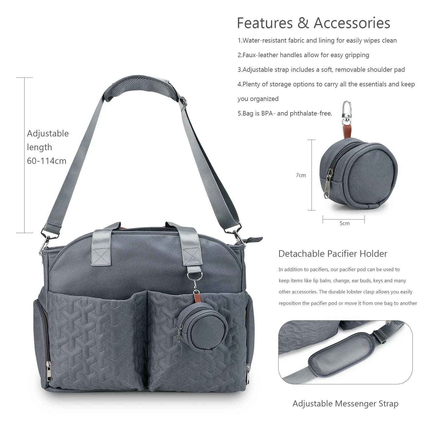 Sac à langer gris
