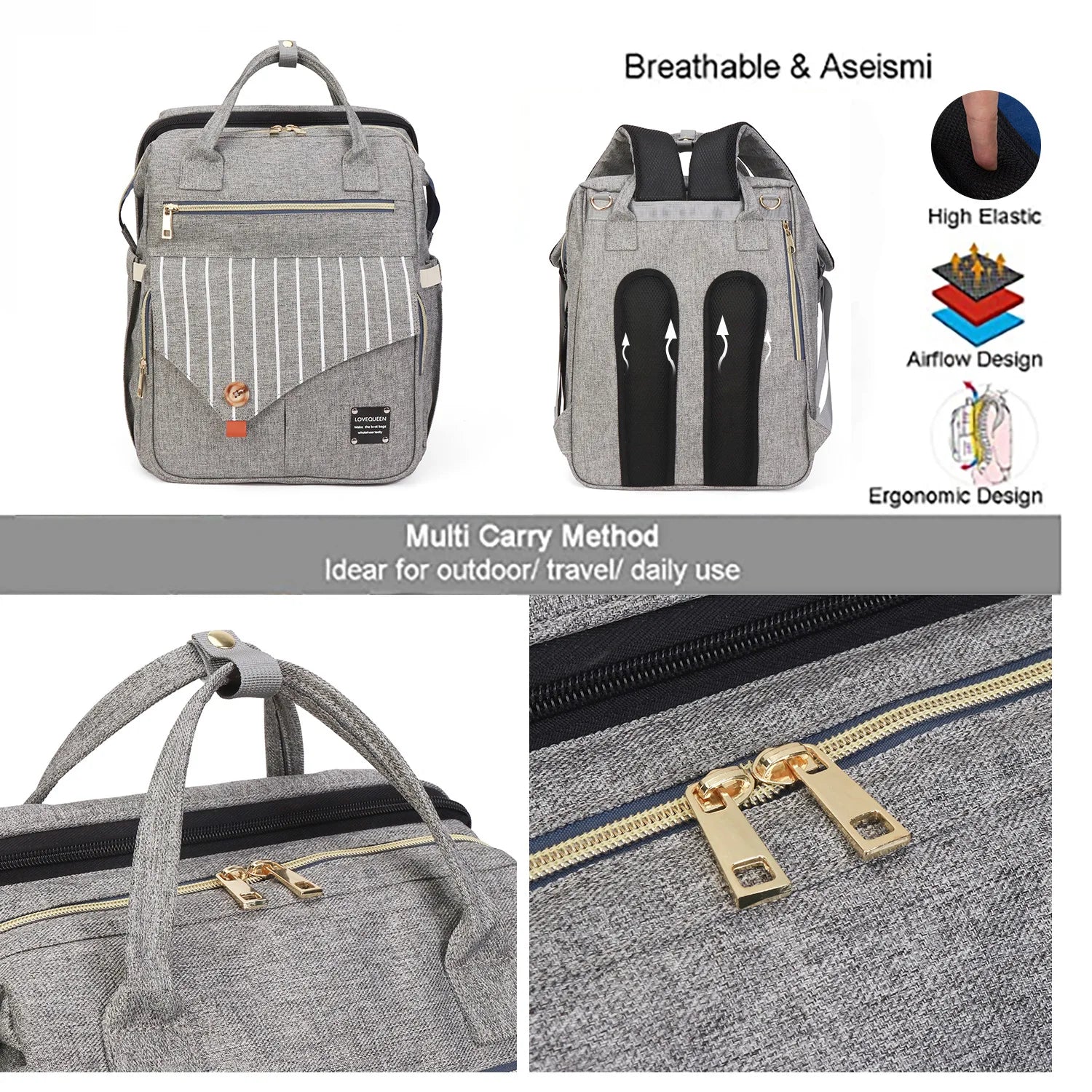 3 en 1 sac à langer bébé voyage berceau