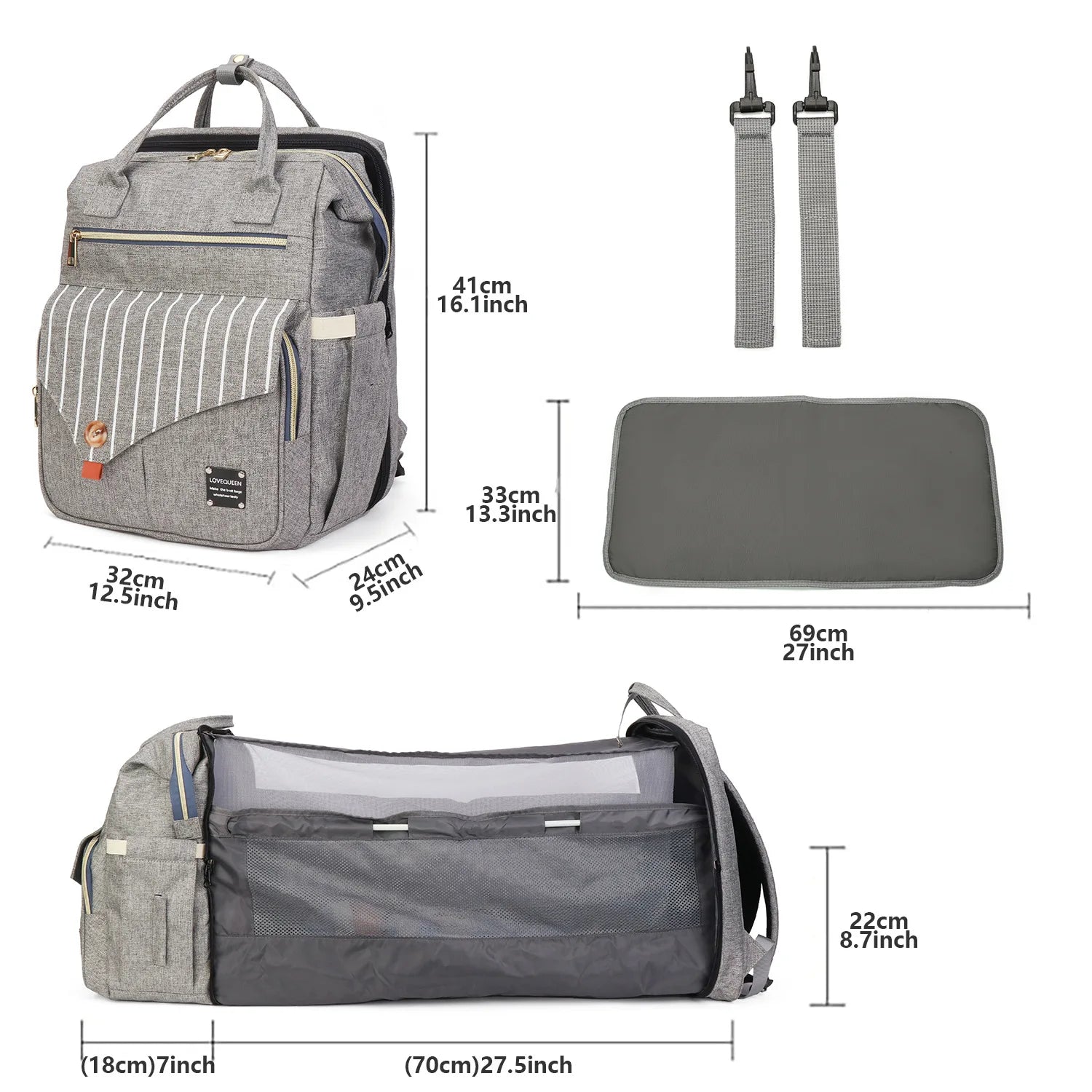 3 en 1 sac à langer bébé voyage berceau
